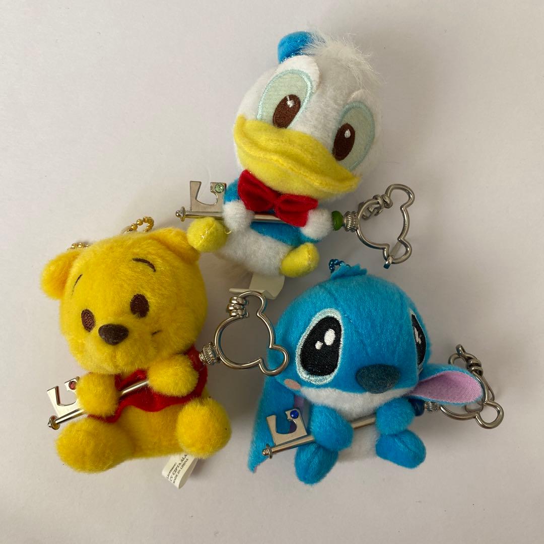 【新品・未使用】ドナルド スティッチ プーさん  マスコット キーホルダー3個