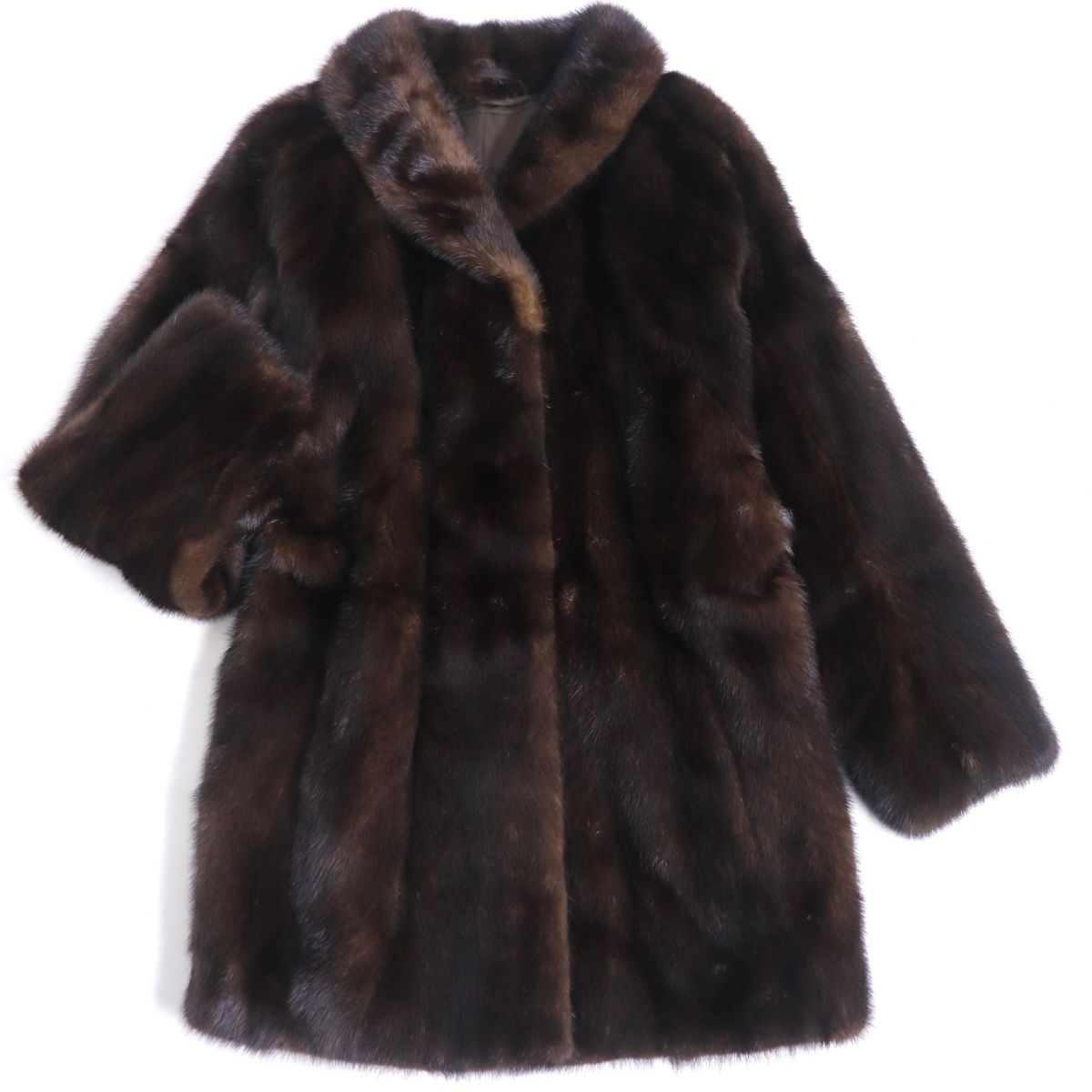 極美品▼MINK　ミンク　本毛皮コート　ダークブラウン　毛質艶やか・柔らか◎【中古】