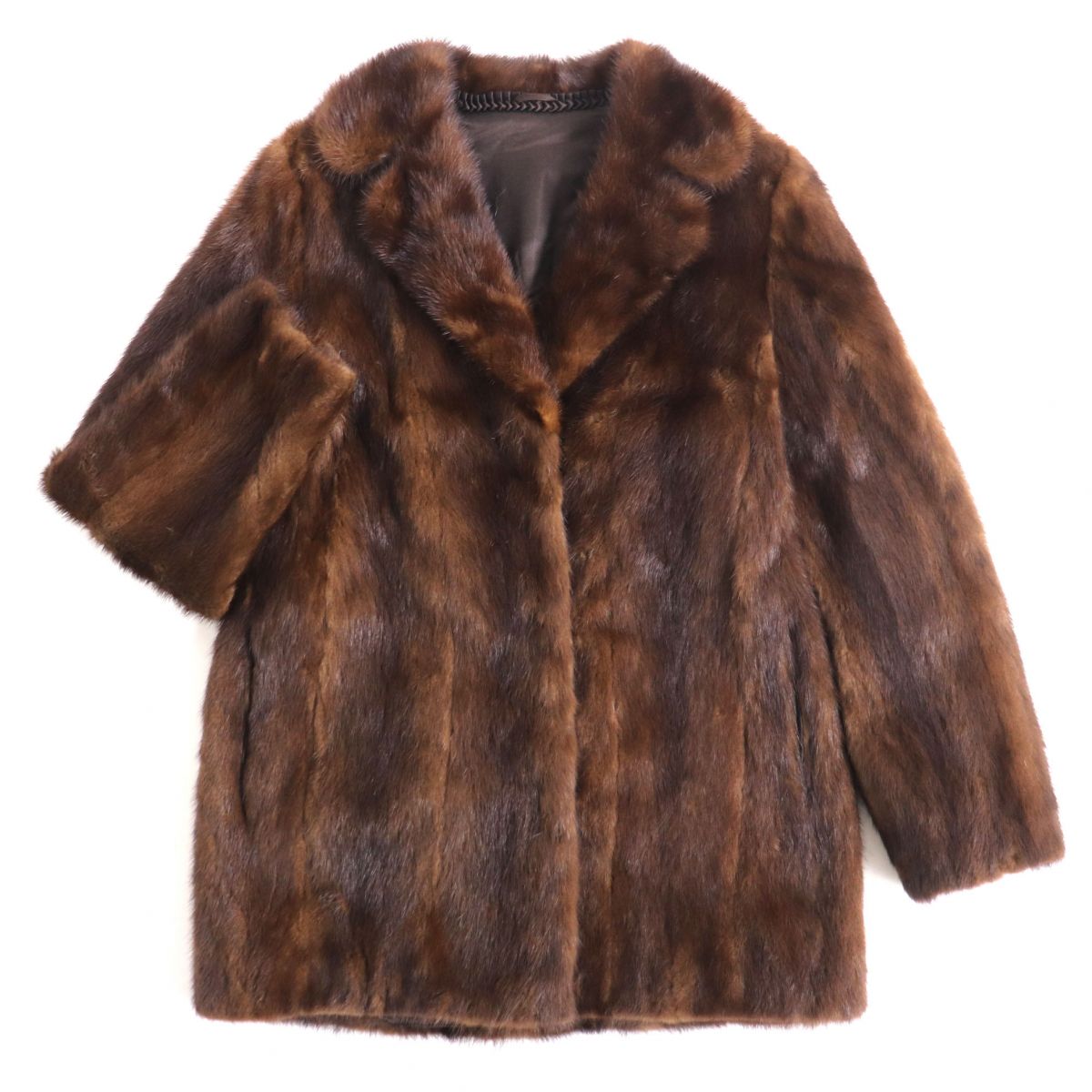極美品★MINK　ミンク　本毛皮コート　ブラウン　9　毛質艶やか・柔らか◎【中古】