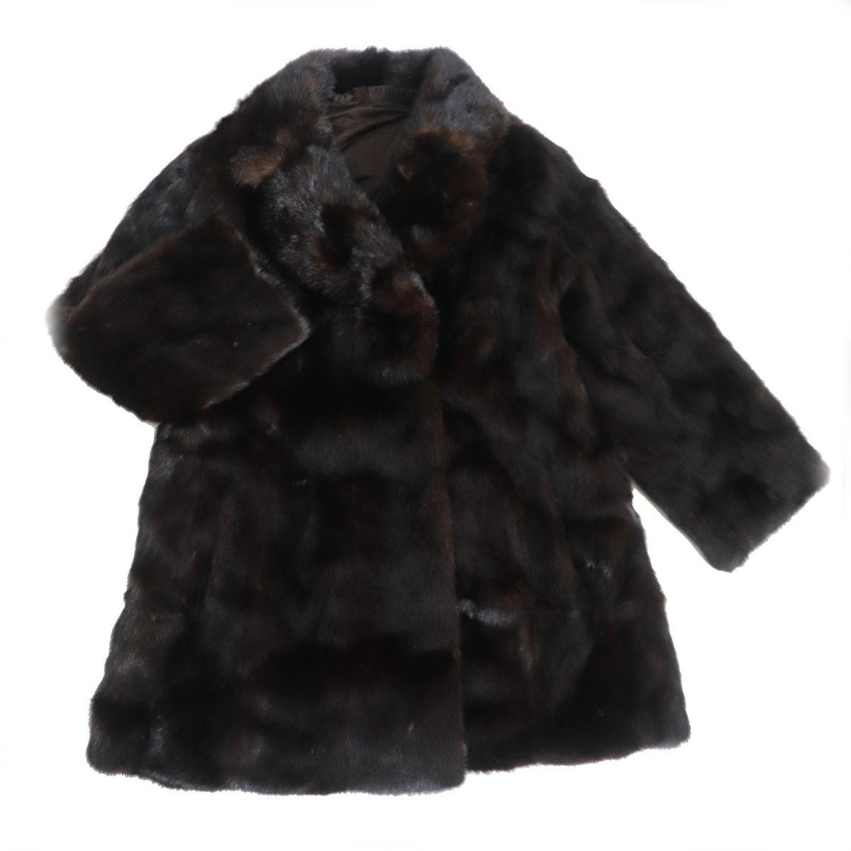 極美品★MINK　ミンク　本毛皮コート　ダークブラウン　毛質艶やか・柔らか◎【中古】