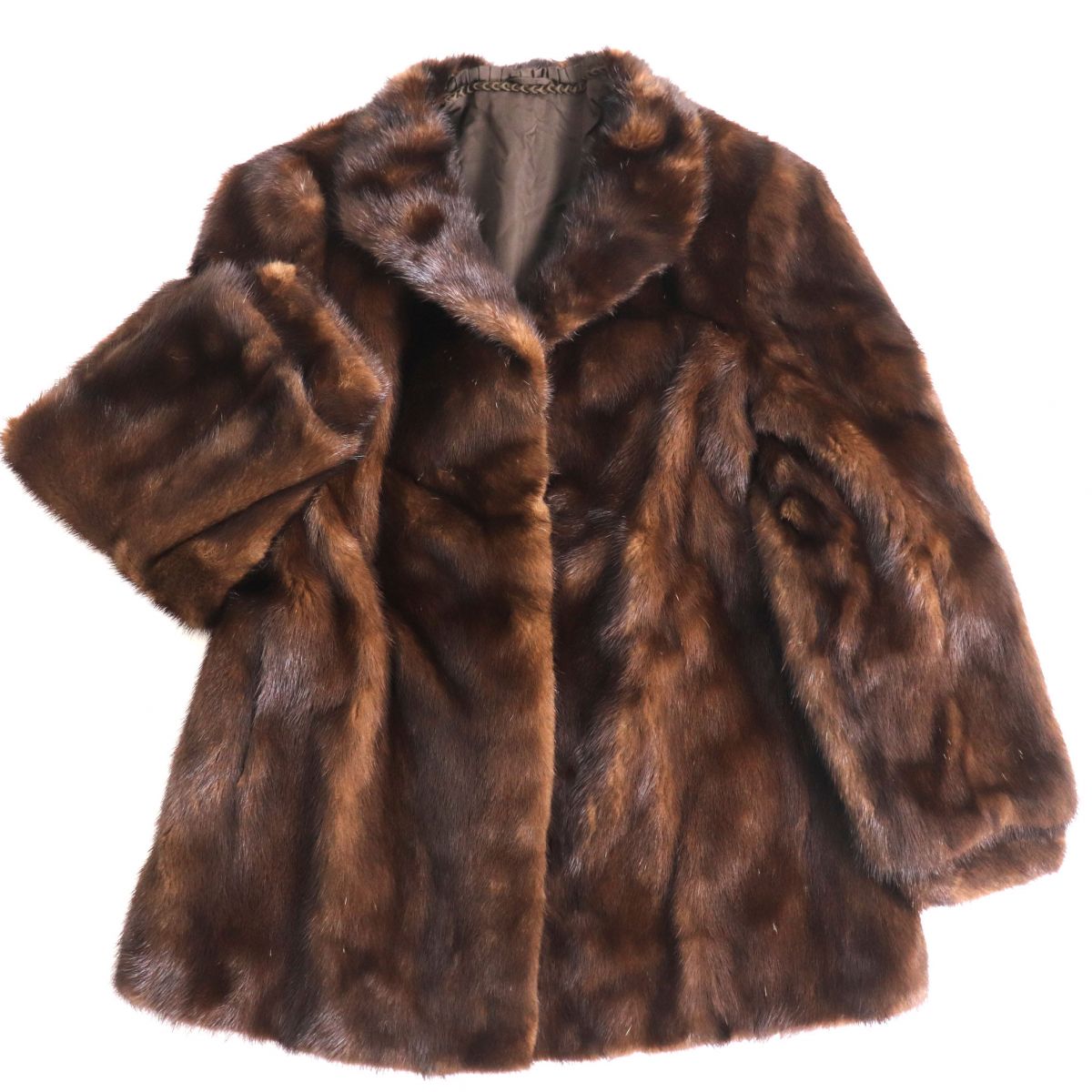 極美品◆MINK　ミンク　本毛皮コート　ブラウン　11　毛質艶やか・柔らか◎【中古】