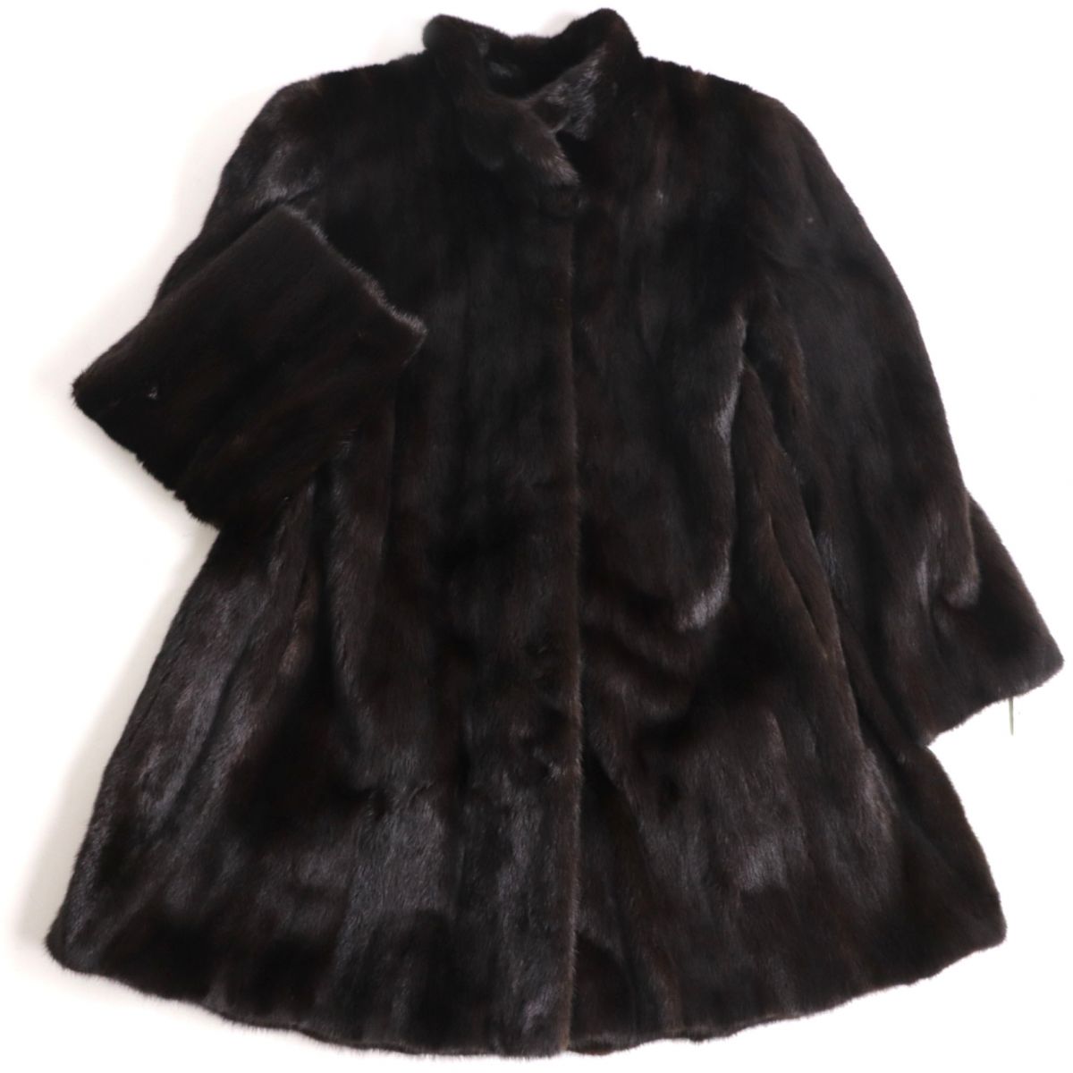 未使用品◆MOONBAT　ムーンバット　MINK　ミンク　本毛皮コート　ダークブラウン　9-11　艶やか・柔らか◎【中古】