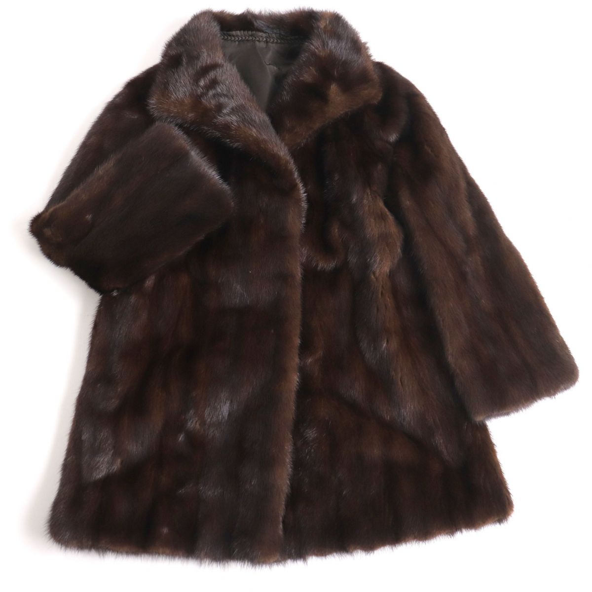 毛並み極美品◆MINK　ミンク　本毛皮コート　ブラウン　9　毛質艶やか・柔らか◎【中古】