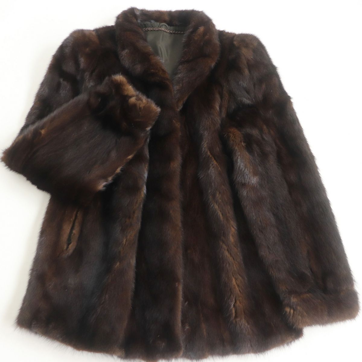 極美品★MINK　ミンク　本毛皮コート　ブラウン　11号　毛質艶やか・柔らか◎【中古】