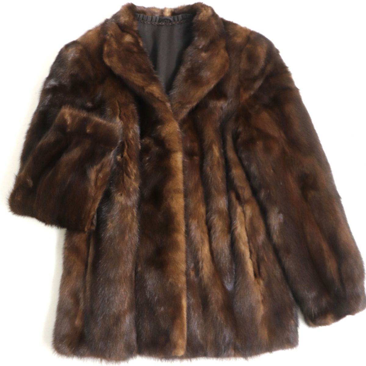 極美品▼MINK ミンク 本毛皮コート ブラウン 毛質艶やか・柔らか◎【中古】