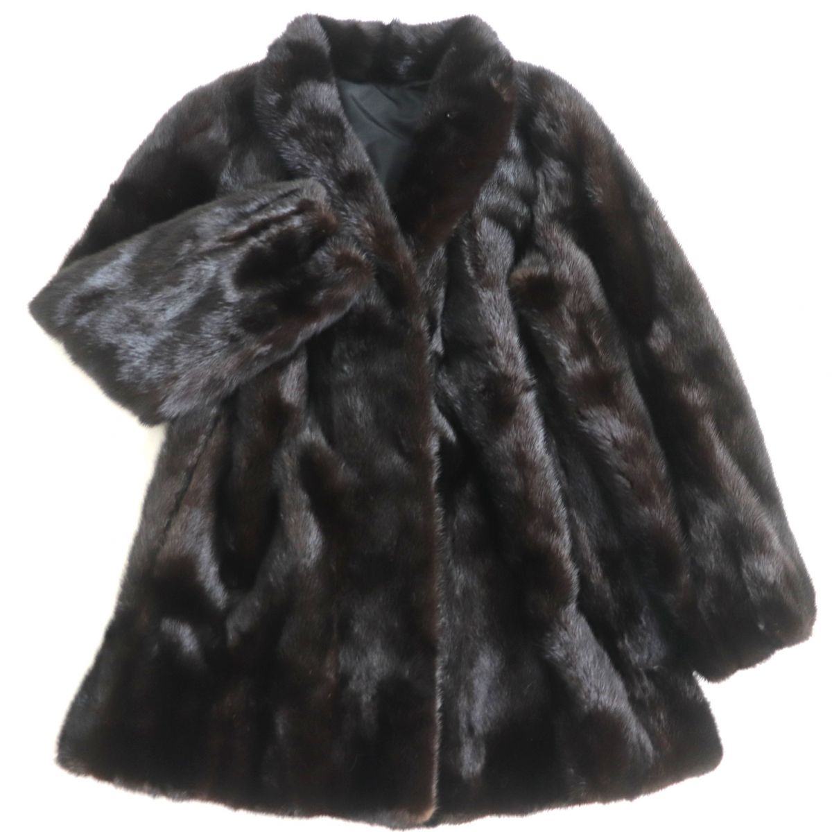 極美品★MINK　ミンク　逆毛　本毛皮コート　ダークブラウン　毛質艶やか・柔らか◎【中古】