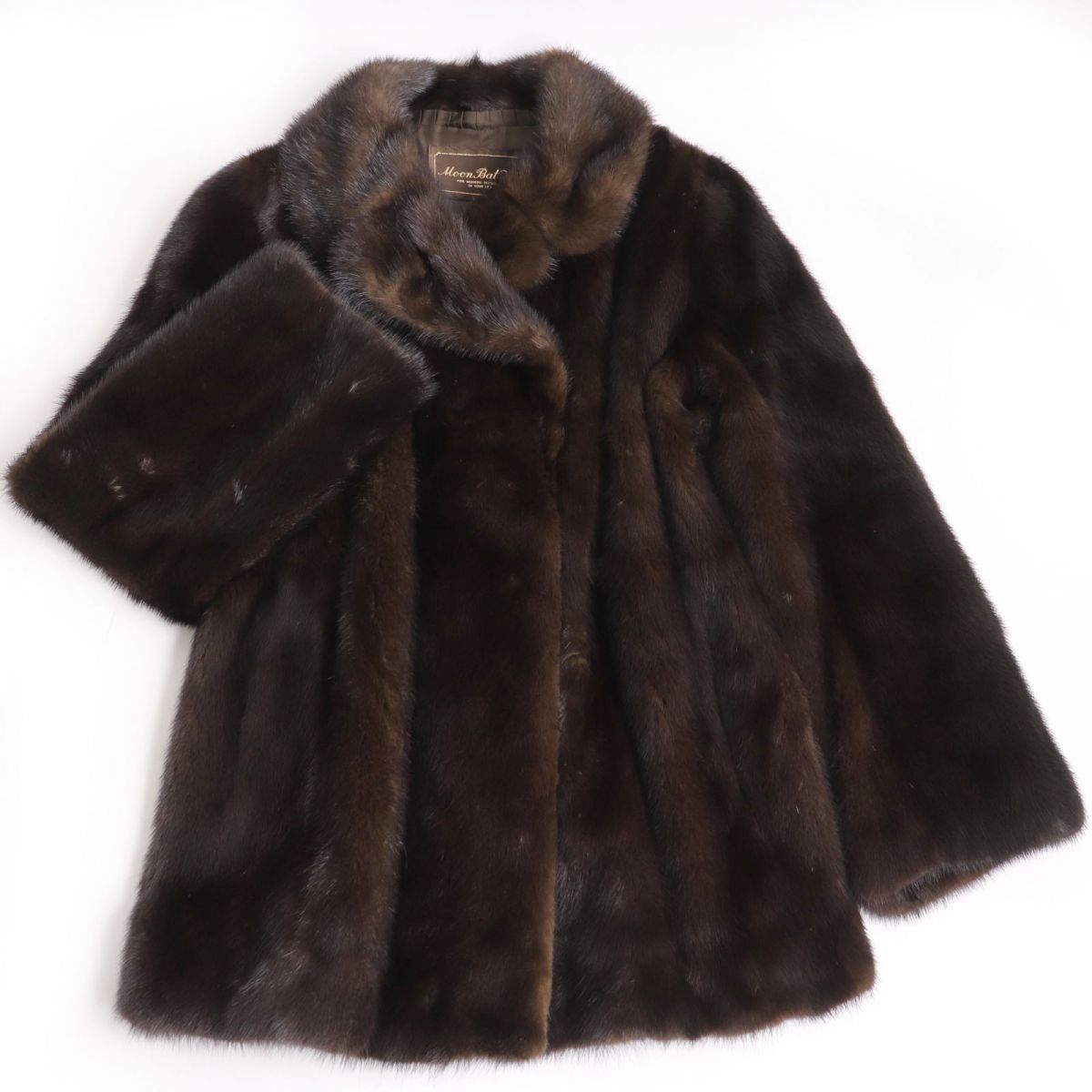 美品☆MOONBAT ムーンバット MINK ミンク 本毛皮コート ダークブラウン 毛質艶やか・柔らか◎【中古】