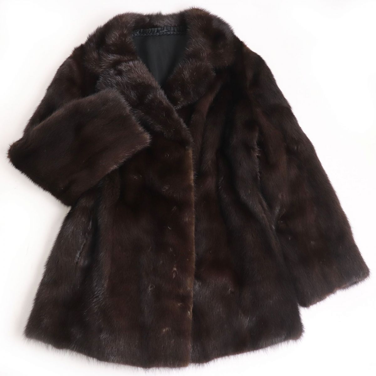 毛並み極美品☆MINK　ミンク　本毛皮コート　ブラウン　11号　毛質艶やか・柔らか◎【中古】