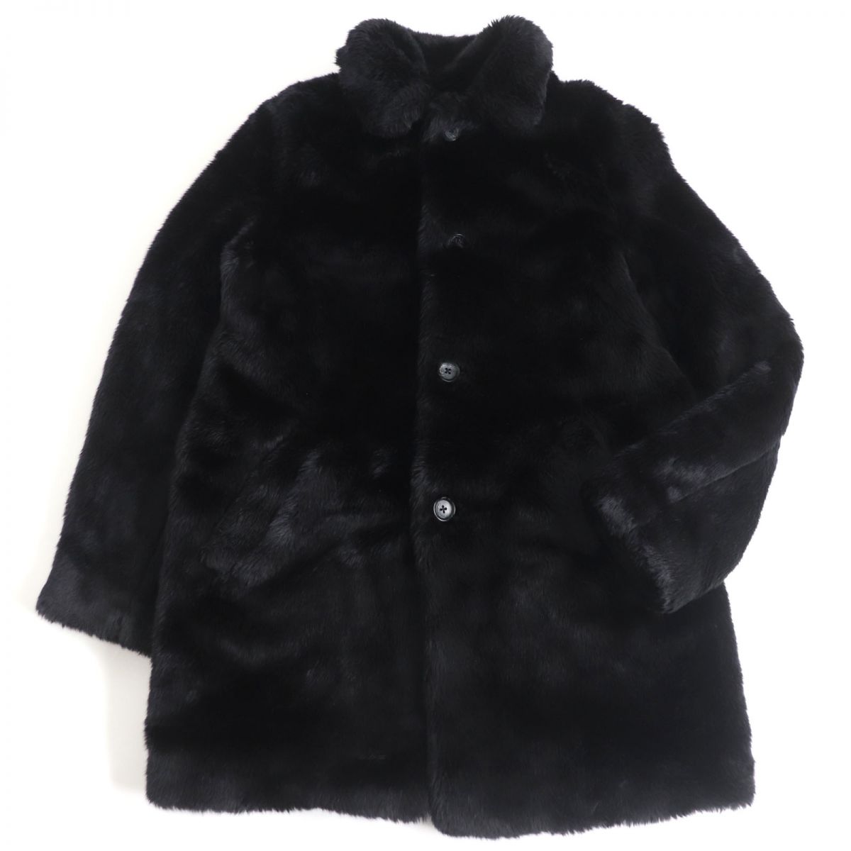 美品□17AW Supreme×HYSTERIC GLAMOUR シュプリーム ヒステリックグラマー Fuck You Faux Fur Coat フェイクファーコート 黒 S 正規品【中古】