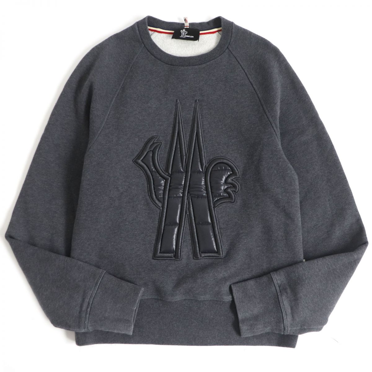 【ドンドン見直し】美品□2018年製 MONCLER GRENOBLE/モンクレールグルノーブル MAGLIA 裏起毛 長袖 ロゴトレーナー/スウェット グレー S 正規品 メンズ【中古】