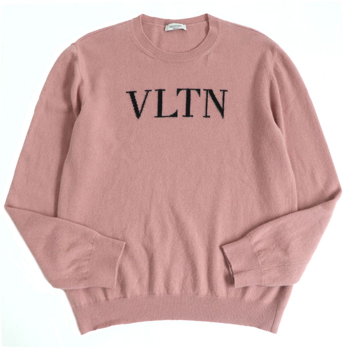 【ドンドン見直し】良品□VALENTINO/ヴァレンティノ RV3KC26U54H ウール×カシミヤ 長袖 VLTNロゴニット/セーター ピンク M イタリア製 正規品 メンズオススメ【中古】