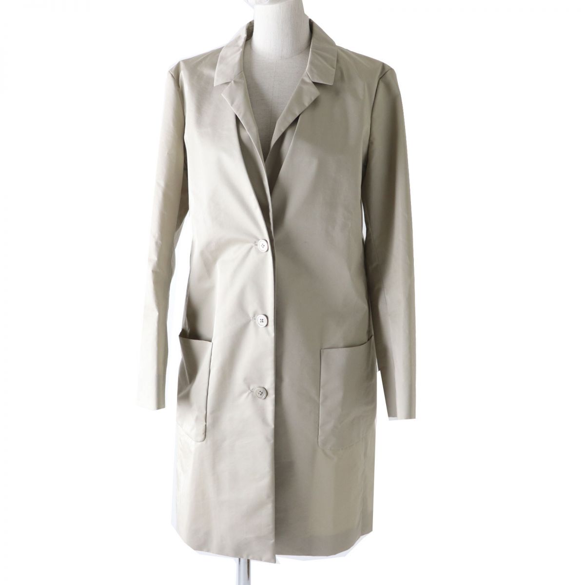 美品◎正規品 イタリア製 JIL SANDER ジルサンダー レディース レイヤード風カラー スプリングコート ライトベージュ系 36 シンプル◎【中古】
