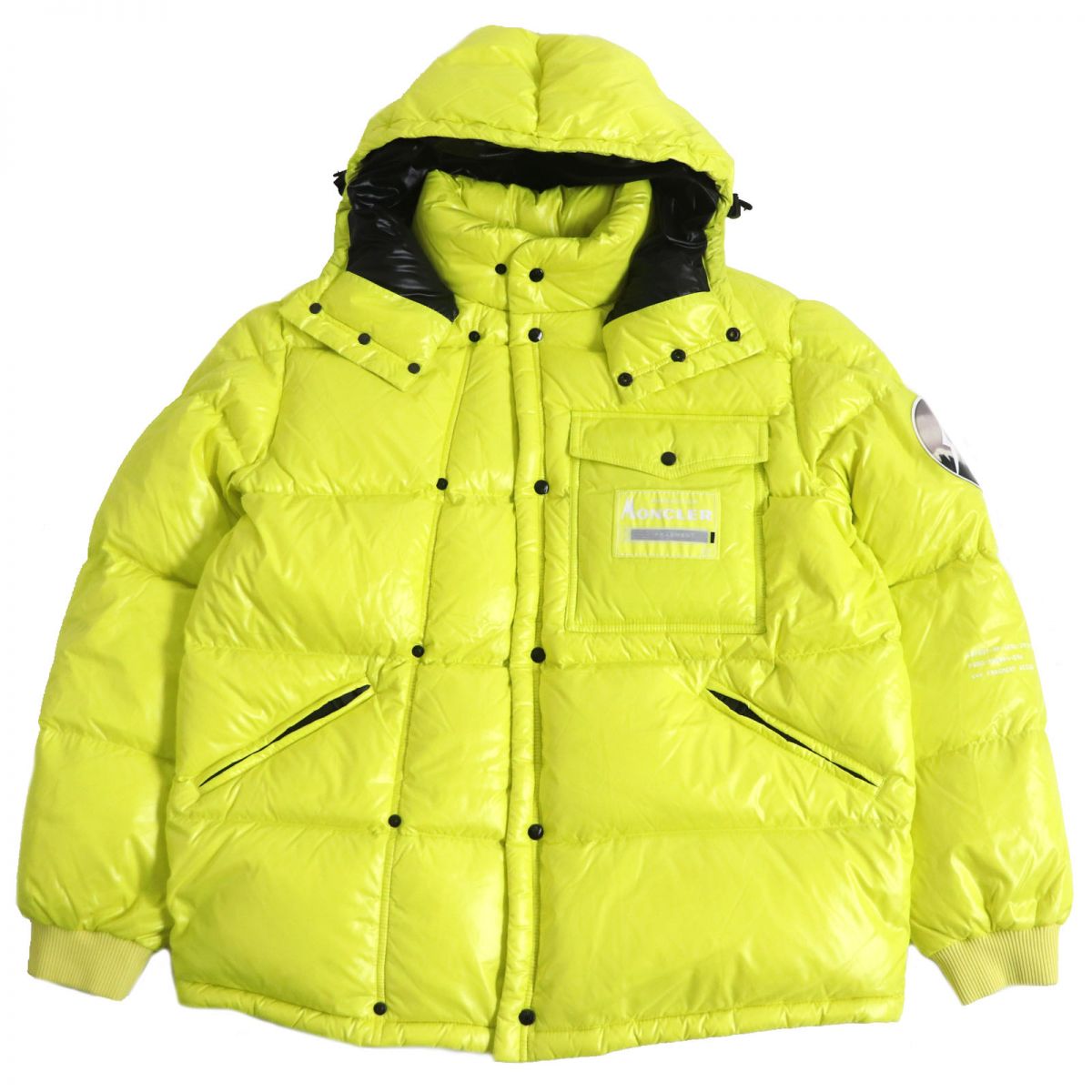極美品□20-21AW モンクレールジーニアス 7 フラグメント ヒロシフジワラ ANTHEMY フーデッド ダウンジャケット ネオンイエロー 1 正規品【中古】