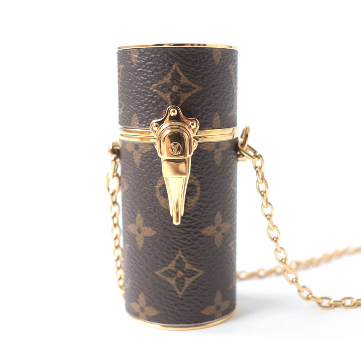 【ドンドン見直し】美品☆LOUIS VUITTON ルイヴィトン MP2406 モノグラムキャンバス リップスティックケース ネックレス ブラウン×ゴールド 伊製 箱・保存袋【中古】