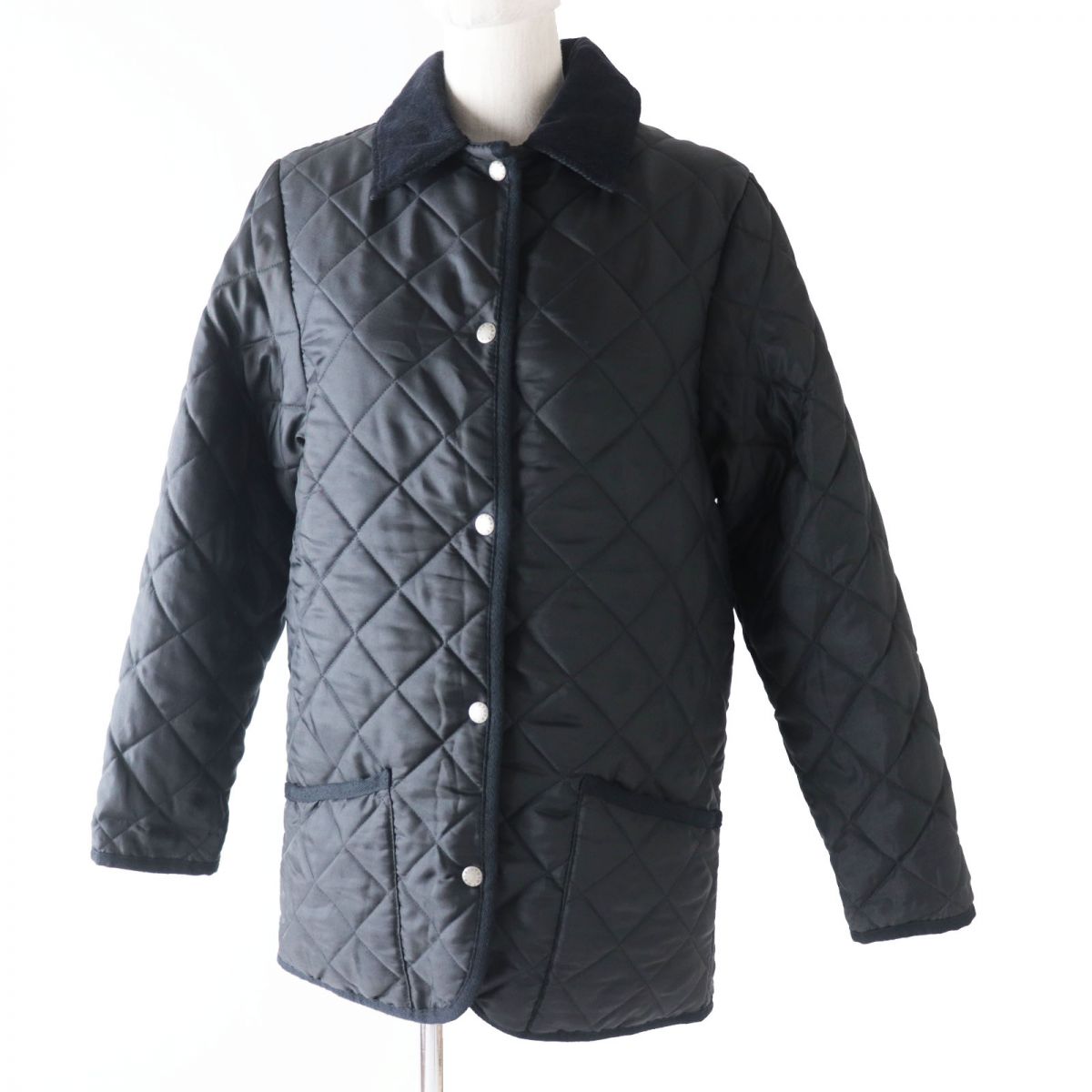 美品◎スコットランド製 MACKINTOSH マッキントッシュ レディース コーデュロイ使い キルティング ジャケット／カバーオール ブラック XS【中古】