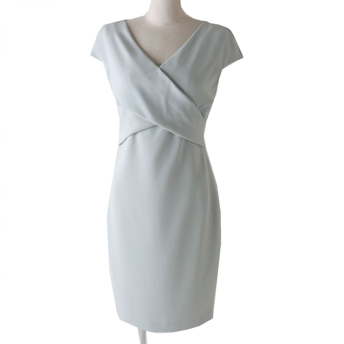 【ドンドン見直し】極美品◎正規品 イタリア製 MaxMara マックスマーラ レディース カシュクール ノースリ ワンピース／ドレス アイスブルー系 36【中古】