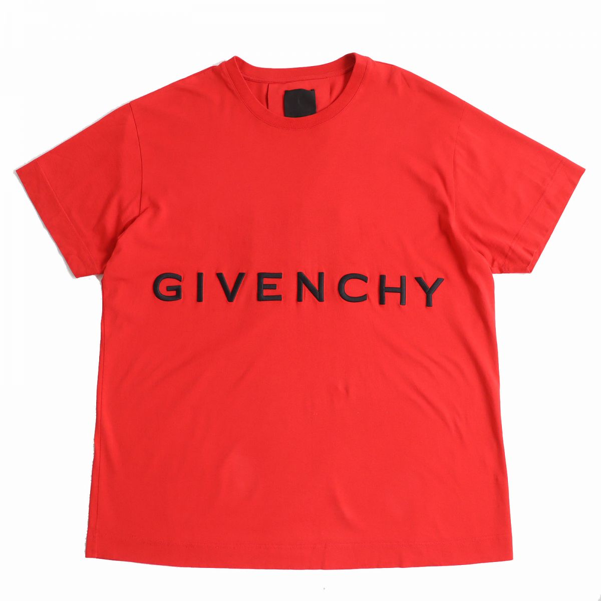 【ドンドン見直し】美品△正規品 GIVENCHY ジバンシィ BM71543Y6B 4G 立体ロゴ刺繍 オーバーサイズ 半袖 Tシャツ クルーネック レッド 赤 XXL【中古】
