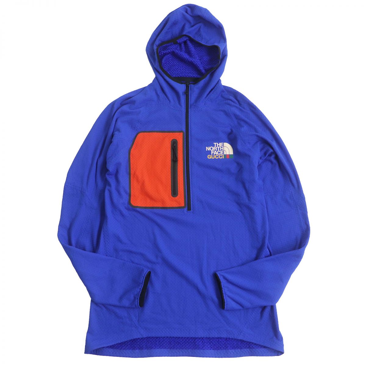 【ドンドン見直し】未使用品□22SS GUCCI×THE NORTH FACE グッチ ノースフェイス 663909 裏起毛 パッカブル ハーフジップジャケット/プルオーバーパーカー 青 S 正規品品【中古】