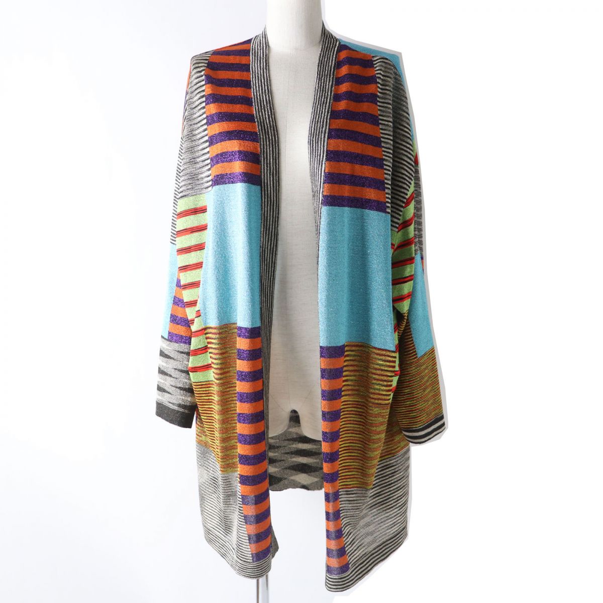未使用品☆正規品 MISSONI ミッソーニ フロントオープン ロング丈 カーディガン マルチカラー・ラメ 48 レディース イタリア製【中古】