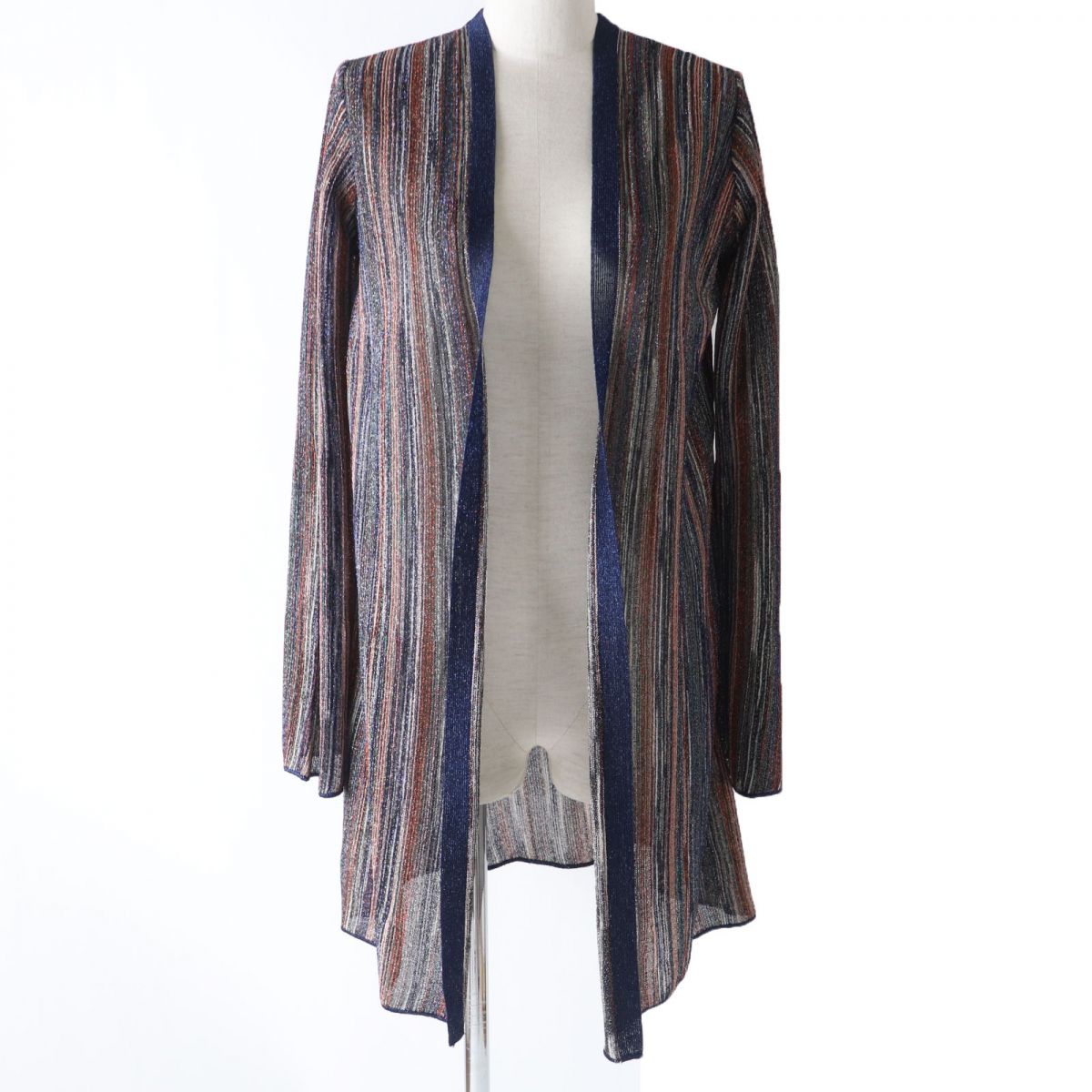 極美品☆MISSONI ミッソーニ フロントオープン ロング丈 長袖 カーディガン マルチカラー・ラメ 38 レディース【中古】