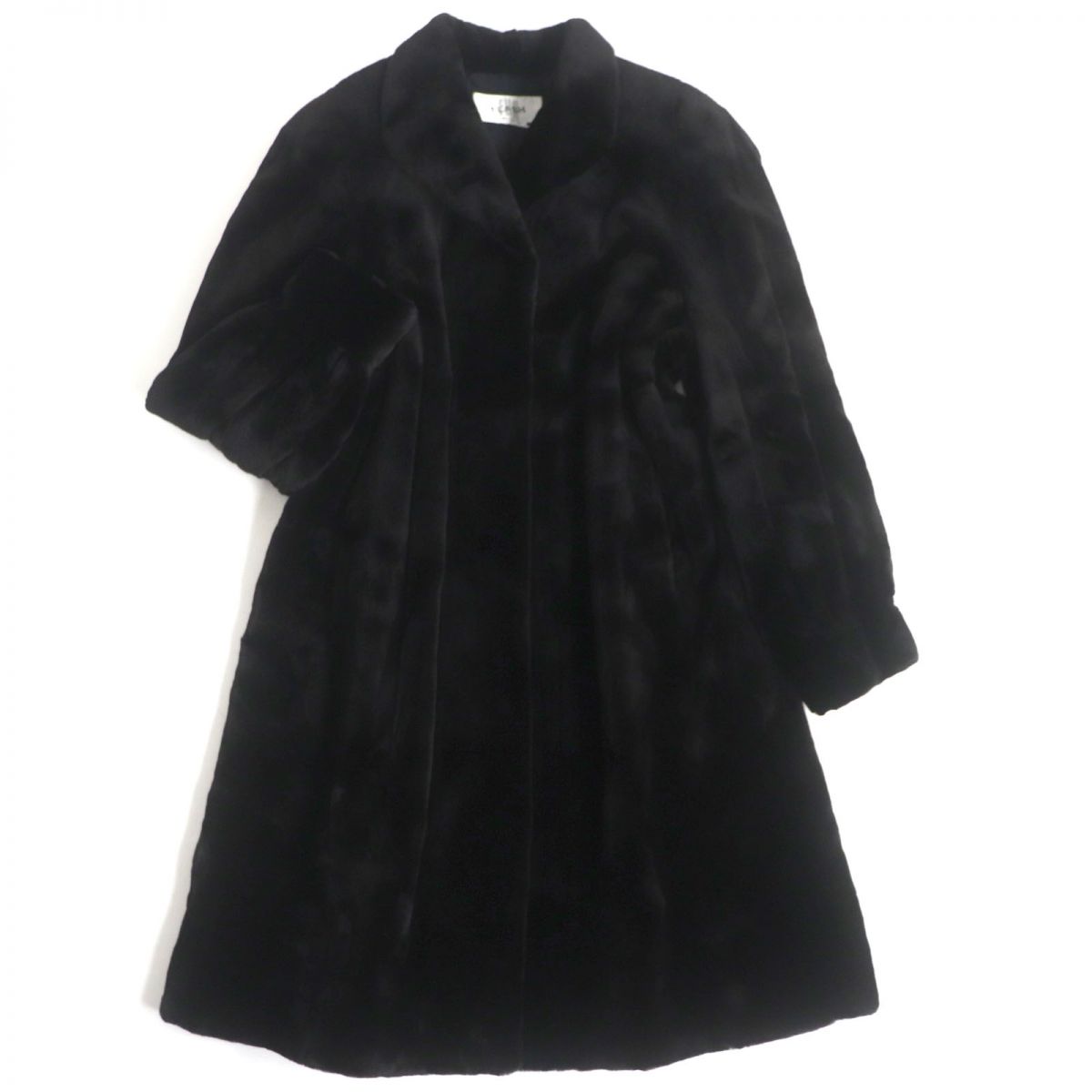 美品▼MOONBAT ムーンバット MINK シェアードミンク 本毛皮ロングコート ブラック 毛質柔らか◎【中古】
