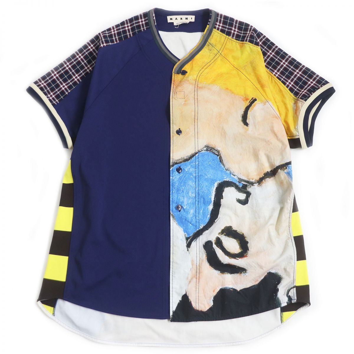 【ドンドン見直し】極美品□19SS MARNI/マルニ CUMU0034LQ パッチワーク オーバーサイズ 半袖 ベースボールシャツ マルチカラー 48 イタリア製 正規品 メンズ【中古】