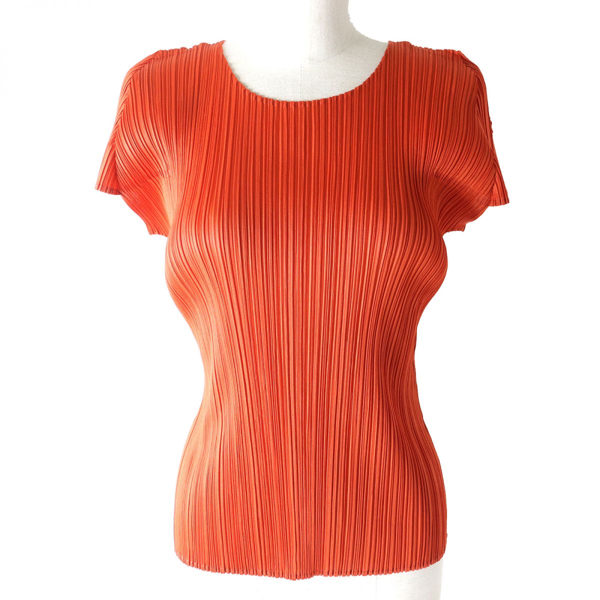 【ドンドン見直し】極美品△正規品 PLEATS PLEASE プリーツプリーズ イッセイミヤケ レディース PP01-JK225 半袖 カットソー/トップス 無地 オレンジ 4 日本製【中古】