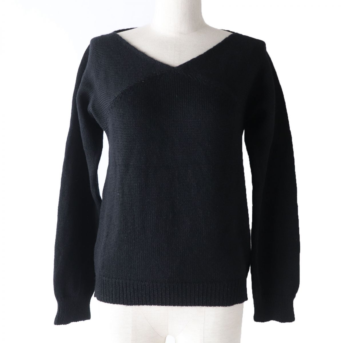 極美品☆Maison Margiela メゾンマルジェラ ヴィンテージ Vネック 長袖 ウール ニット/セーター トップス ブラック 黒 M イタリア製【中古】