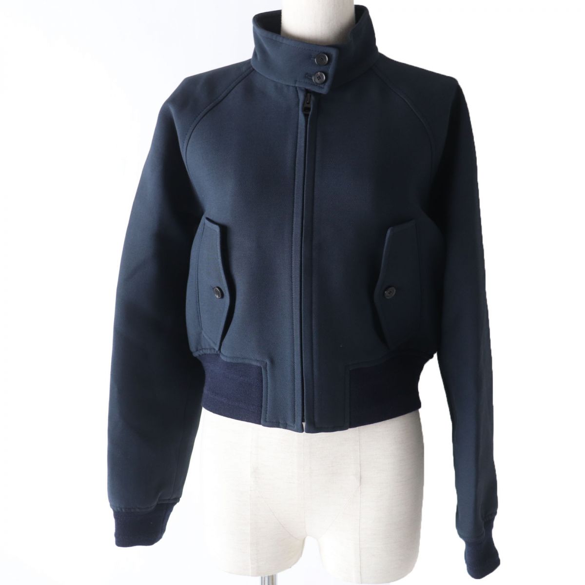 未使用品☆正規品 クリスチャンディオール 22年 211C15A1166-0003 ロゴデザイン シルク混 テクニカル ボンバージャケット/ブルゾン 濃紺 42【中古】