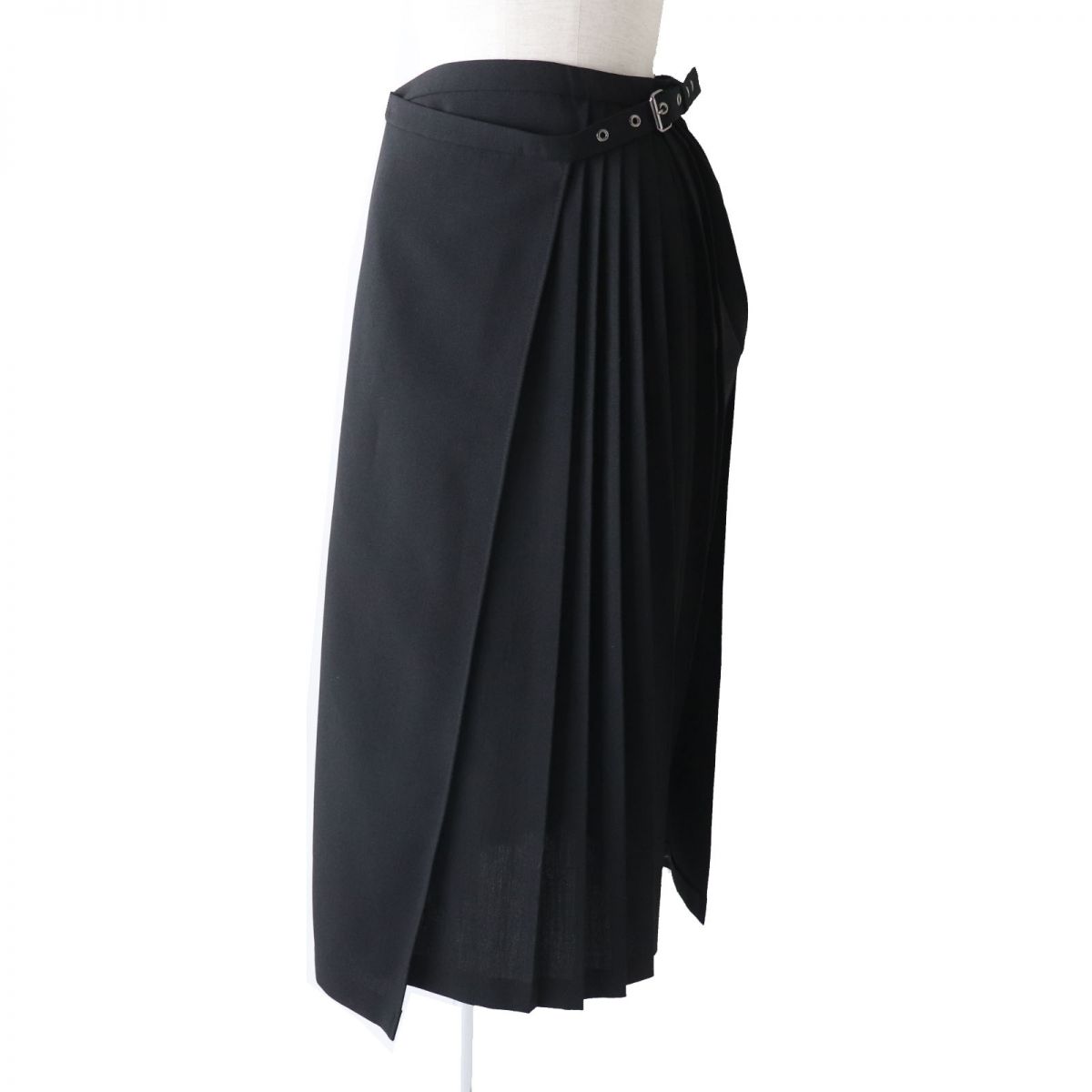 極美品◎正規品 伊製 Christian Dior クリスチャン ディオール 241J13A1030 レディース ミディ プリーツスカート／ラップスカート 黒 38【中古】