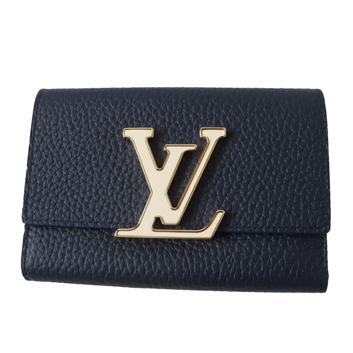 極美品◎仏製 LV ルイヴィトン M82046 レディース ポルトフォイユ カプシーヌ コンパクトウォレット トリヨンレザー マリーヌ 箱・袋付き【中古】