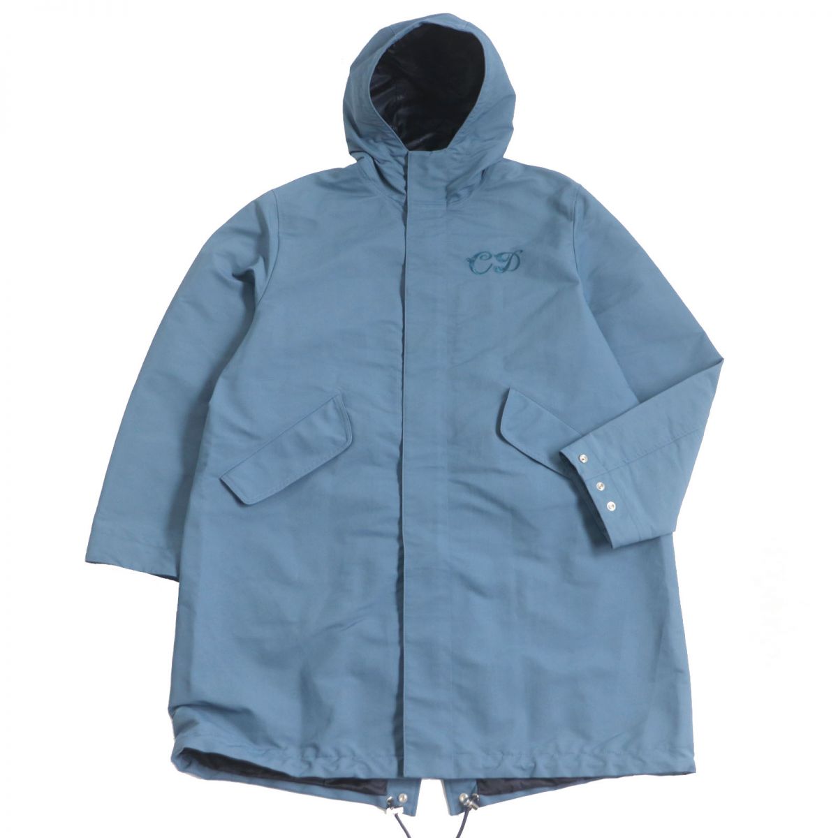 極美品□21AW DIOR×KENNY SCHARF ディオール オム ケニーシャーフ 033C313C4875 ロゴ刺繍 WZIP モッズコート ブルー 44 イタリア製 正規品【中古】
