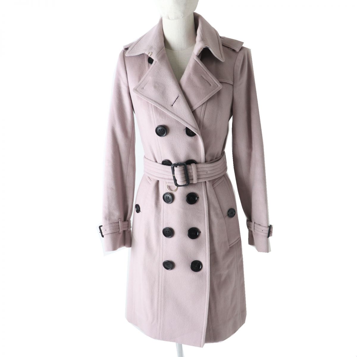 極美品◎正規品 BURBERRY LONDON バーバリー ロンドン 3994453 SANDRINGHAM サンドリンガム カシミヤ100％ トレンチコート パープル系 38【中古】