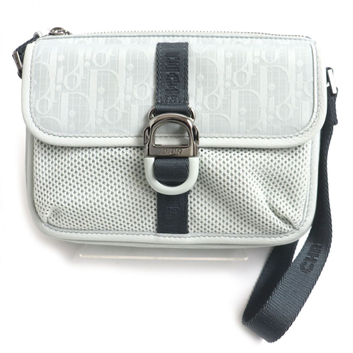 未使用品▼ディオールオム 2ESWS006POS_H865 DIOR 8 オブリーク ミラージュ ディオール&パーレイ ミニ メッセンジャーバッグ アイスカラー×グレー イタリア製 メンズ 箱・保存袋付き【中古】