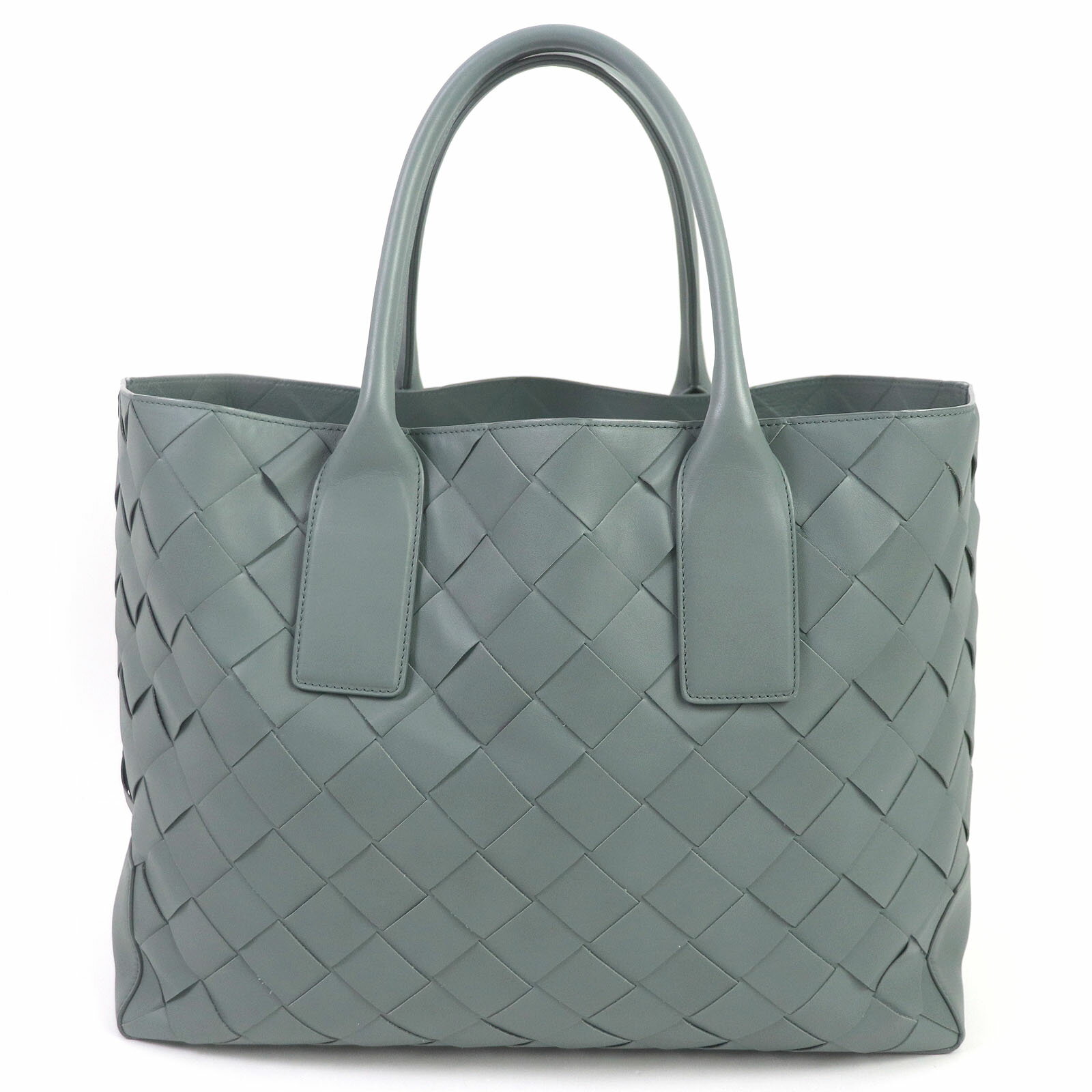 美品 BOTTEGAVENETA ボッテガヴェネタ 629888 イントレチャート ポーチ付き レザートートバッグ ブルーグレー系 保存袋付き イタリア製 メンズ【中古】