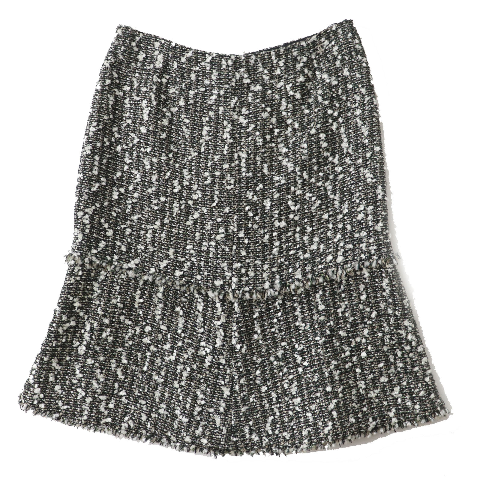 美品 CHANEL シャネル 04A P24139 ココマーク付き ツイードスカート 裾カットオフ マルチ 38 フランス製 正規品 レディース【中古】