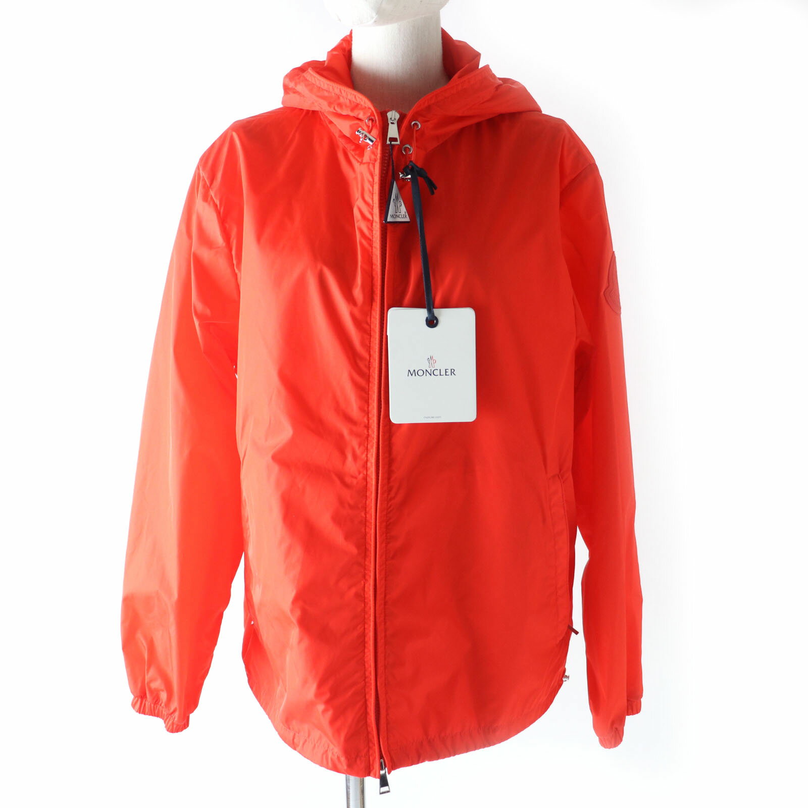 未使用品 MONCLER モンクレール 20SS ALEXANDRITE アレキサンドライト フード・ロゴワッペン付 ZIP UP ナイロンジャケット オレンジ 1 正規品 タグ付き レディース【中古】