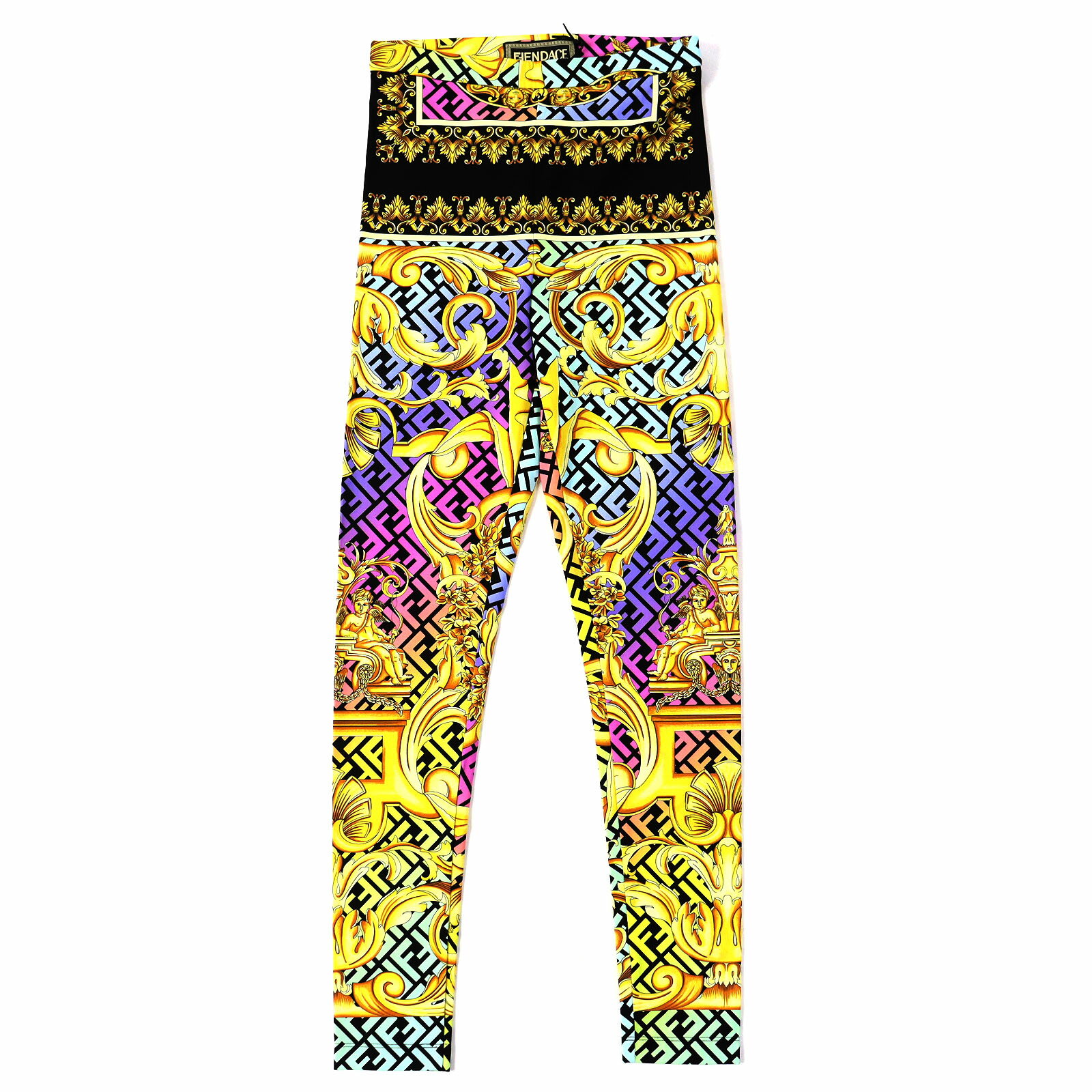 未使用品 FENDI Versace フェンディ ヴェルサーチ 22SS 1004962 FENDACE フェンダーチェ バロック レギンス スパッツ マルチカラー 40 イタリア製 正規品 レディース【中古】