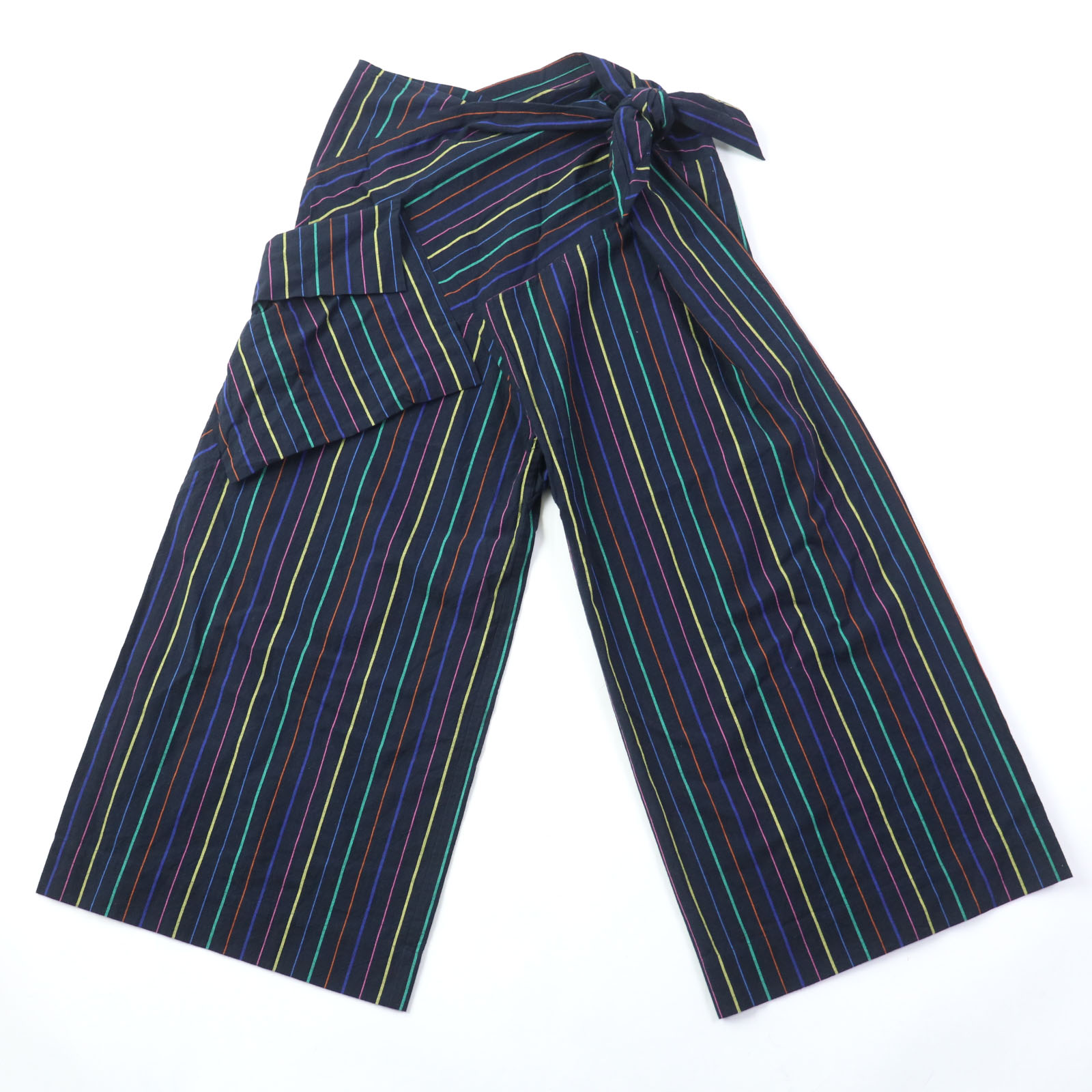 未使用品☆現行 132 5. ISSEY MIYAKE イッセイミヤケ 2023年製 IL13FF313 リネン100％ ワイドパンツ マルチカラー 3 日本製 正規品 レディース【中古】