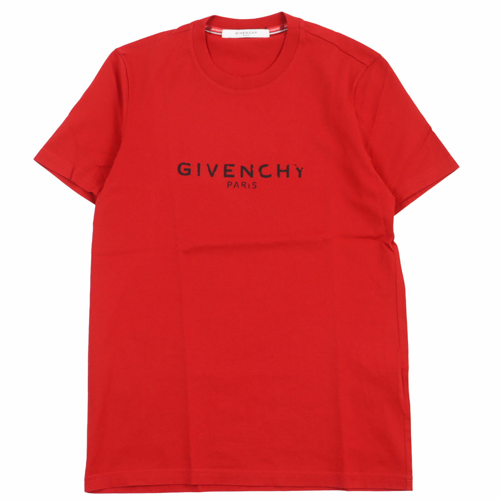 極美品●GIVENCHY ジバンシィ BM70K93002 ロゴプリント クルーネック ショートスリーブ 半袖Tシャツ レッド XS 正規品 メンズ【中古】
