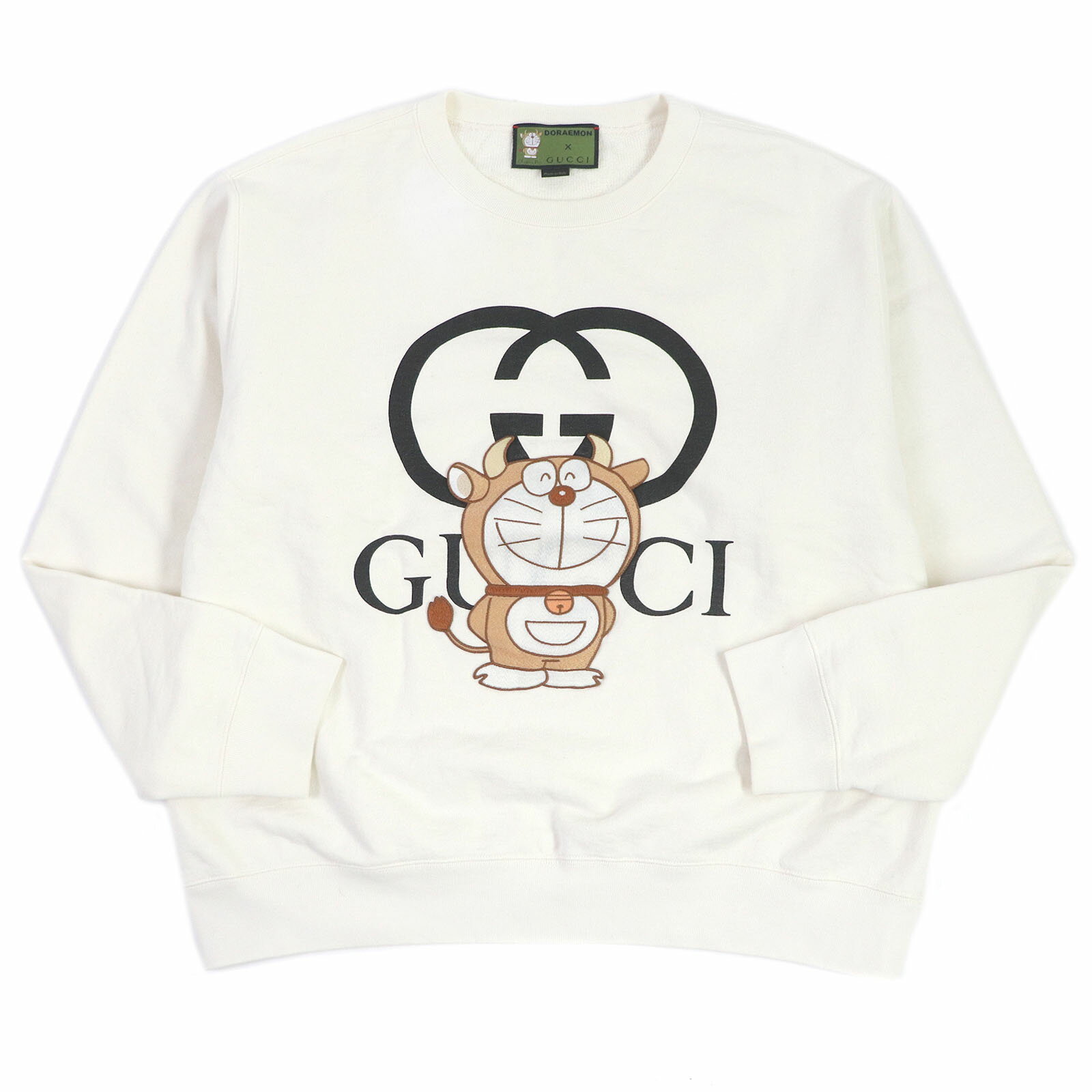 良品□GUCCI グッチ 626990 ドラえもん インターロッキングG エンブロイダリー クルーネック トレーナー スウェットシャツ アイボリー L イタリア製 正規品 メンズ【中古】