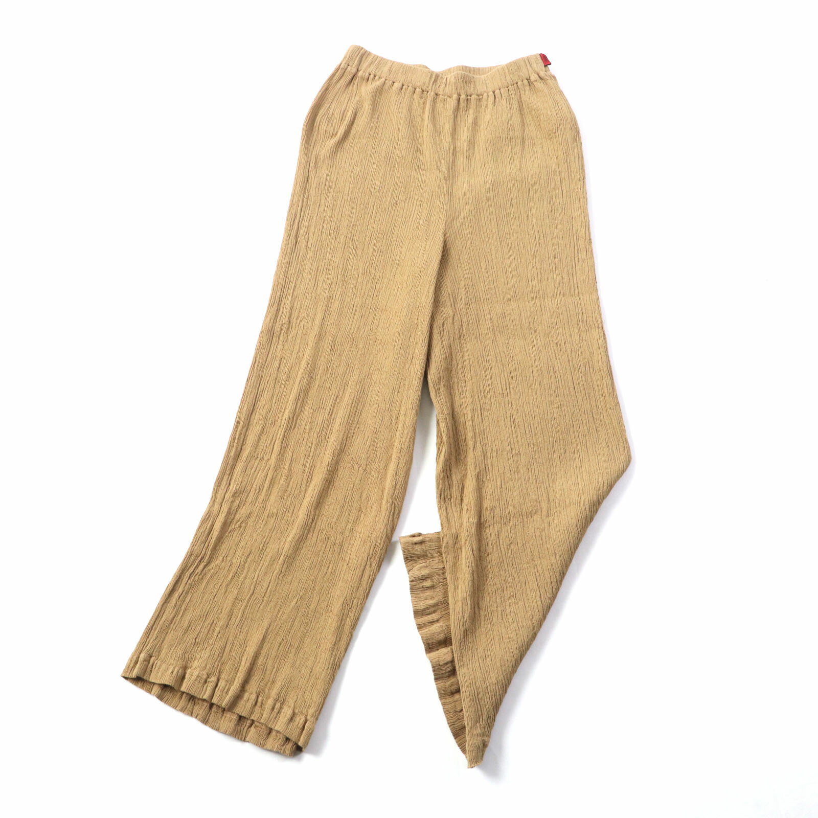 極美品★ISSEY MIYAKE イッセイミヤケ 19SS HA91FF604 KYO CHIJIMI BASIC HaaT ハート イージーパンツ/プリーツパンツ ブラウン 2 日本製 正規品 レディース【中古】