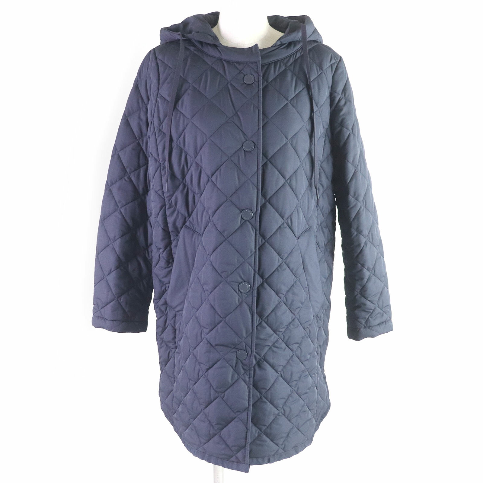 極美品□WEEKEND MaxMara ウィークエンドマックスマーラ ロゴボタン ロゴテープ フーデッド キルティングコート ジャケット ネイビー 38 正規品 レディース【中古】