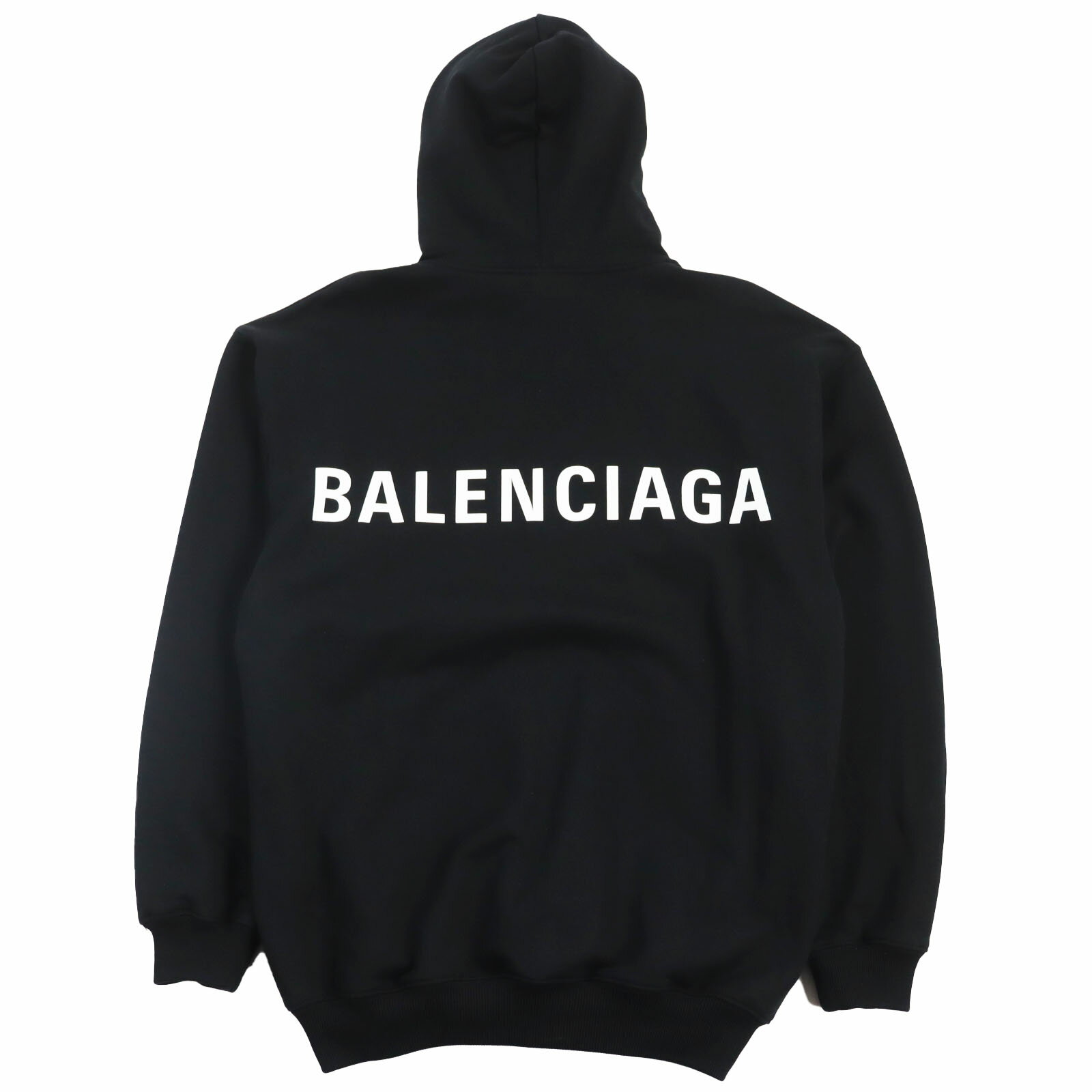 美品●BALENCIAGA バレンシアガ 2018年製 518215 バックロゴ プルオーバー スウェットパーカー フーディ ブラック XS 正規品 メンズ【中古】