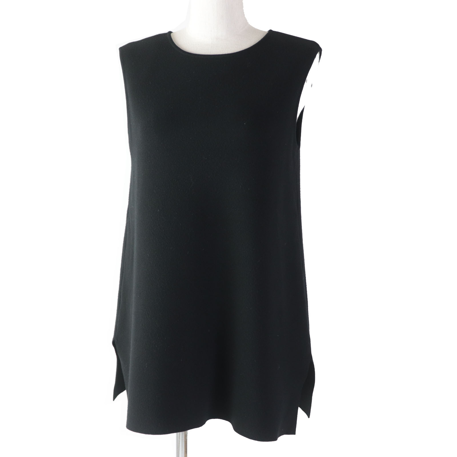 美品◎FOXEY フォクシー 36754 トゥーフリルラッフルヘムドレス バックリボン付き ノースリーブ ワンピース ブラック 40 日本製 正規品 レディース【中古】