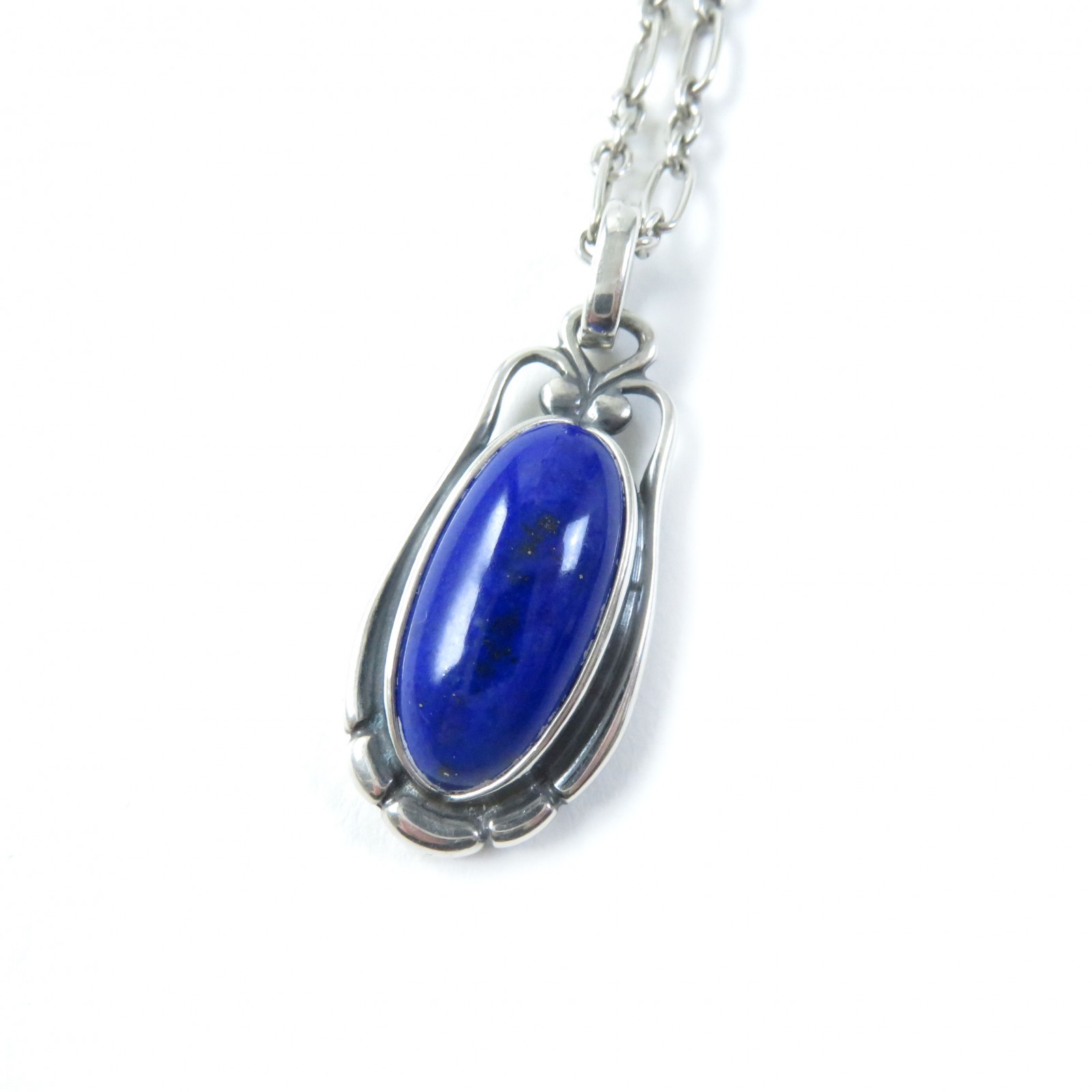 美品★Georg Jensen ジョージジェンセン SV925 ラピスラズリ 2009 イヤーネックレス/イヤーペンダント シルバー ブルー 総重量10.2g レディース メンズ 【中古】