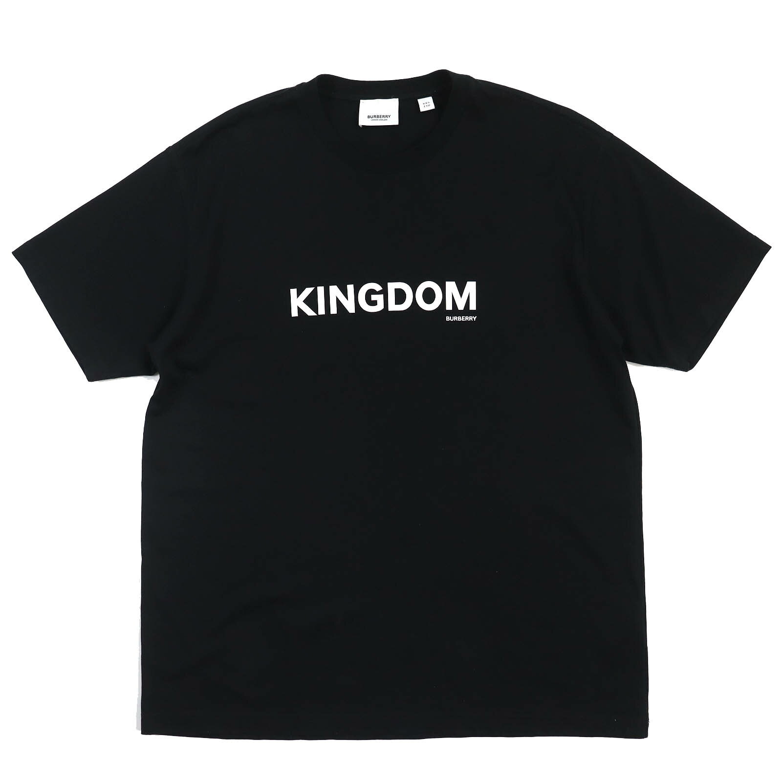 美品△BURBERRY バーバリー 802237202 コットン100％ KINGDOM クルーネック オーバーサイズ 半袖Tシャツ ブラック XXS 正規品 メンズ【中古】