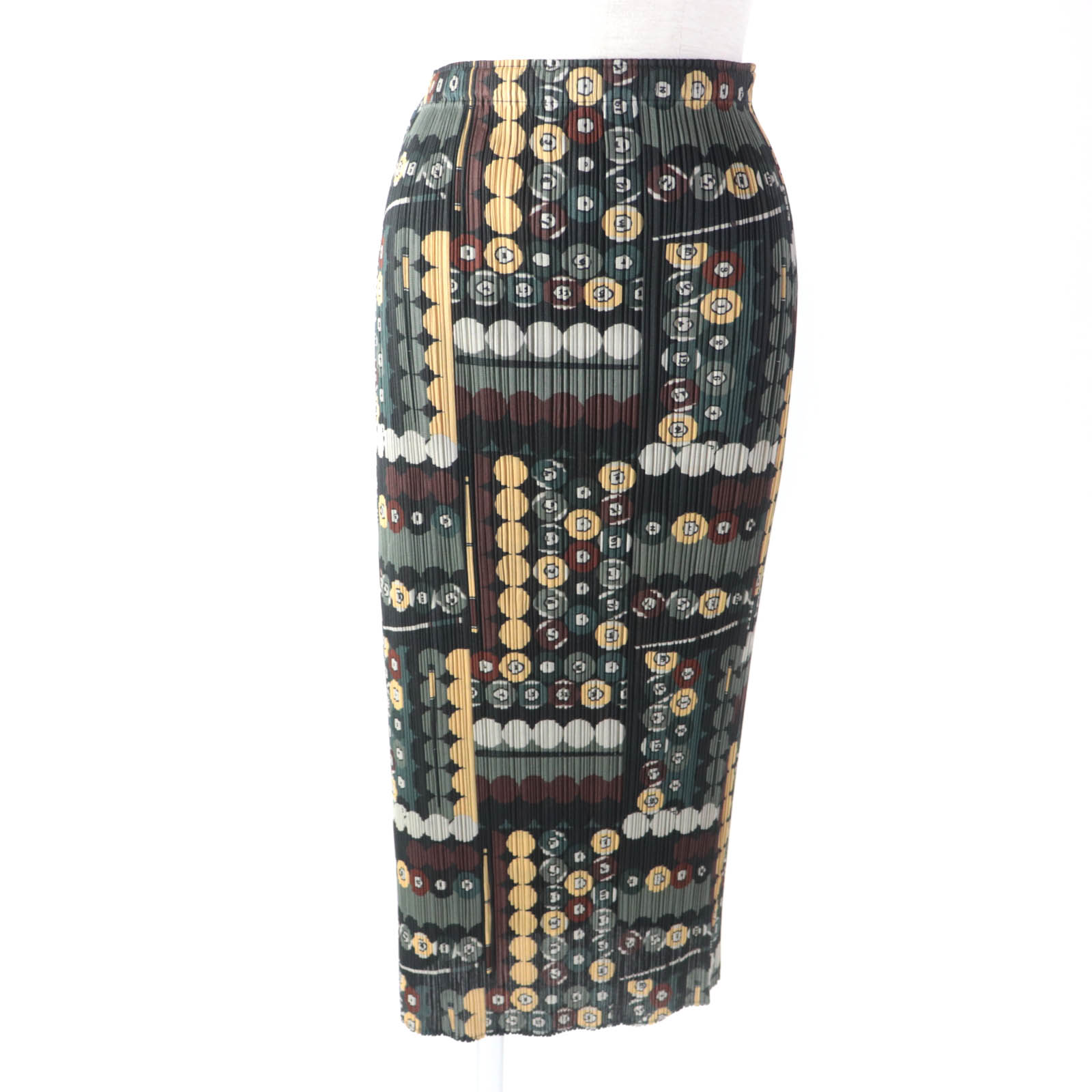 極美品★PLEATS PLEASE プリーツプリーズ イッセイミヤケ PP73-JG674 Billiards Gam 総柄 プリーツ ロングスカート マルチカラー 2 日本製 正規品 レディース【中古】