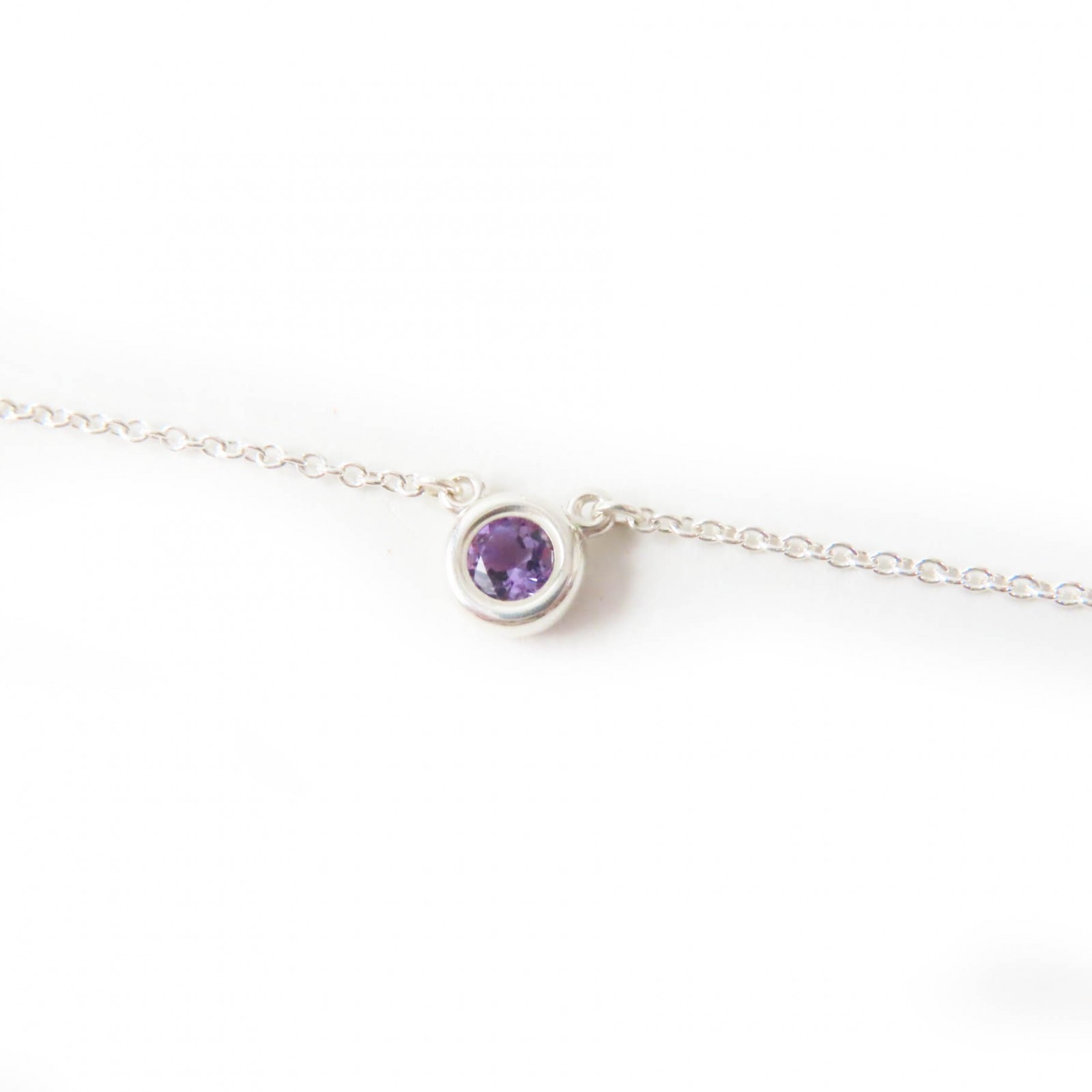 極美品◎TIFFANY&Co. ティファニー カラー バイザヤード AG925 アメジスト ネックレス シルバー パープル 重量1.8g レディース【中古】