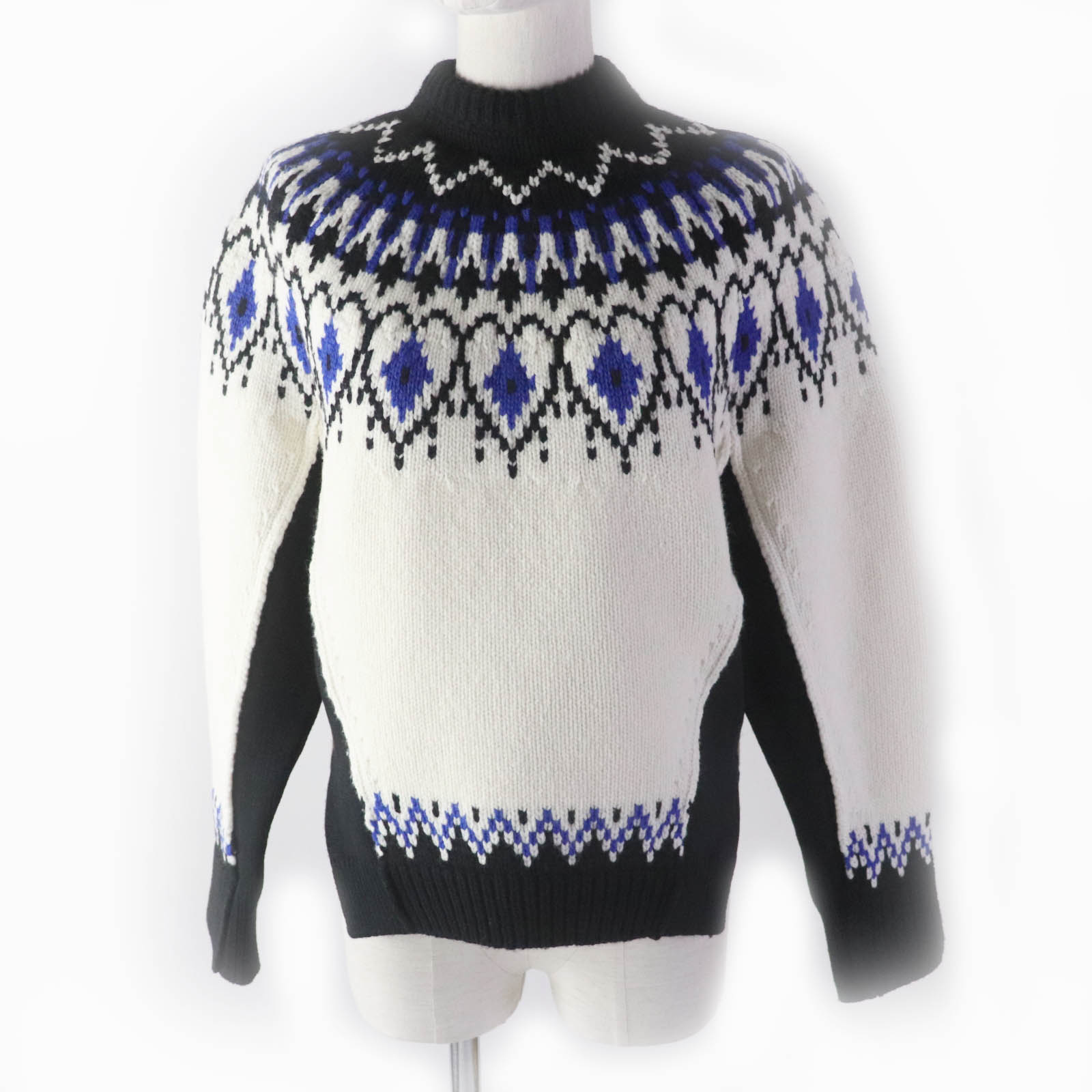 美品★Alexander McQueen アレキサンダーマックイーン 22年製 710207 WOOL FAIR ISLE Knit ウール100％ ノルディック柄 サイドスリット 長袖 セーター/ニット マルチカラー XS イタリア製 正規品 レディース【中古】